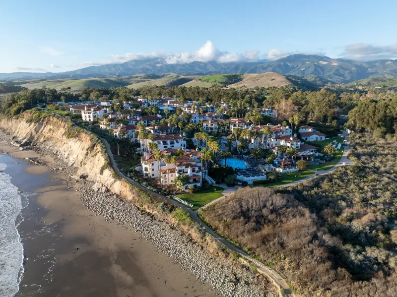 Aerial Cliff Beach Ocean Santa Barbara California USA