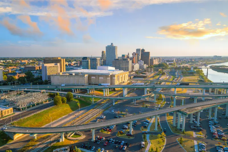 Aerial Downtown Memphis Skyline Tennessee USA