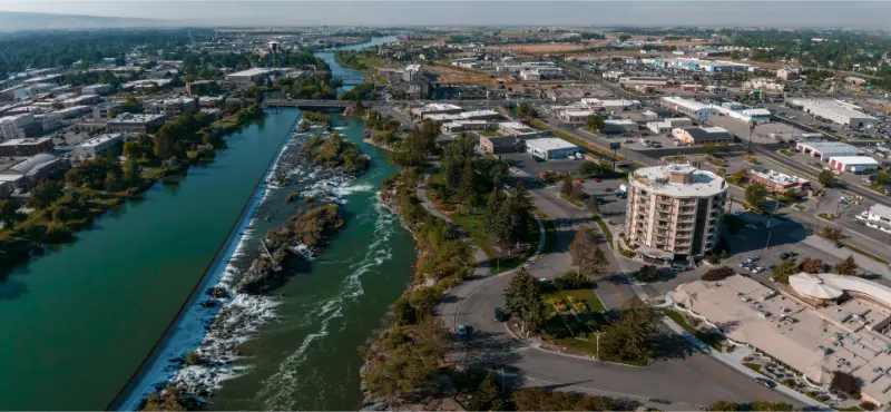 Aerial Water Fall That City Idaho Falls Id USA Named After