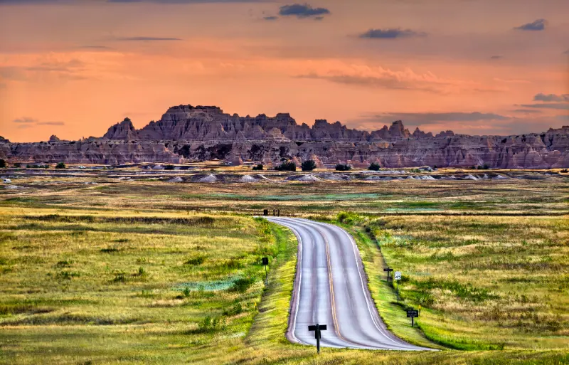 Badlands National Park Landscape Stands South Dakota USA Features Winding Loop