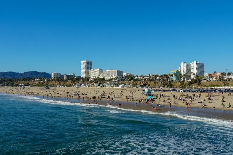 Beach Santa Monica And Pacific Ocean Los Angeles California USA