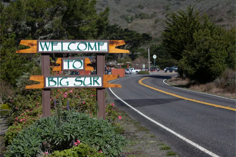 Big Sur Sign Welcoming Visitors This Iconic Piece Road California USA