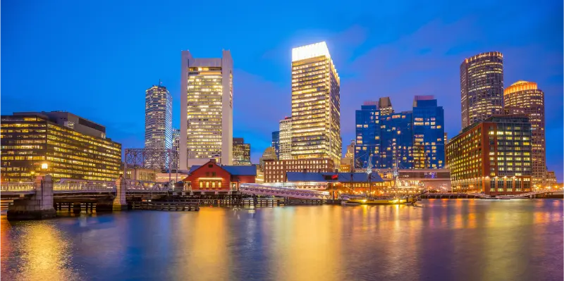 Boston Harbor Skyline Twilight Massachusetts USA 2
