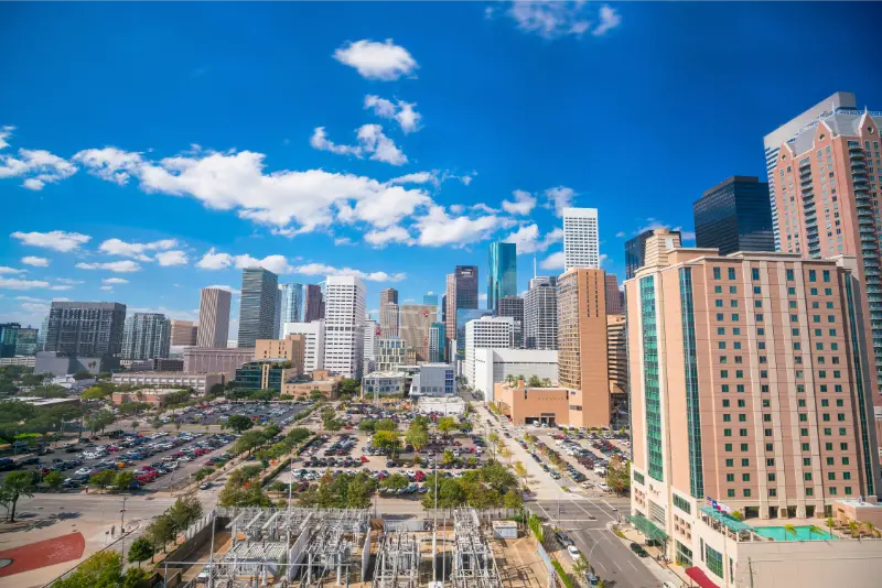 Downtown Houston Skyline Texas USA Bluesky