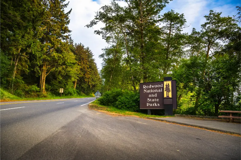 Entrance Sign Redwood National State Parks California USA