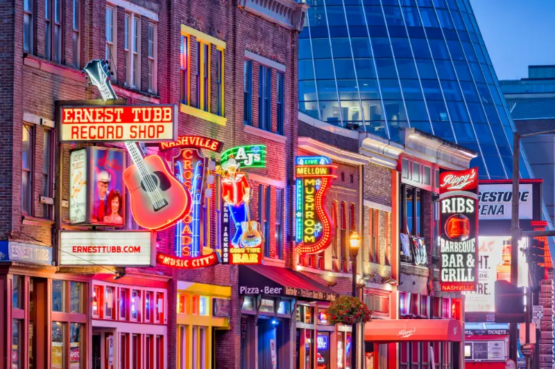 Lower Broadway Honky Tonks Nashville Tennessee