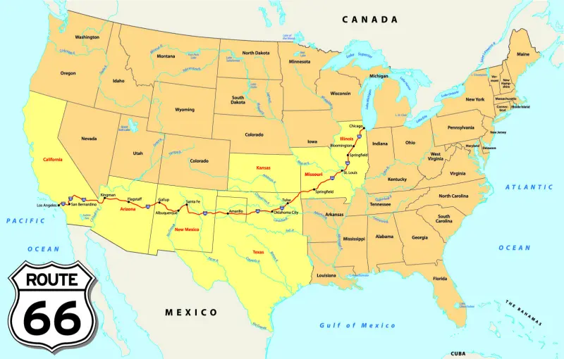 Map Route 66 USA