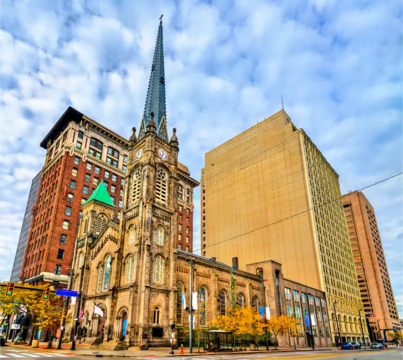 Old Stone Church Historic Presbyterian Church Downtown Cleveland Ohio USA