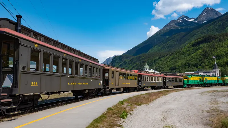 Skagway Alaska USA Yukon Ride Landscape Alaska White Pass Yukon Railroad White Pass Yukon Railway Train Railway Train