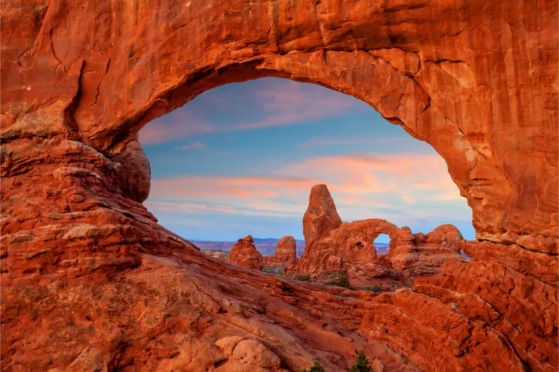 Turret Arch Through North Window Arches National Park Moab Utah USA