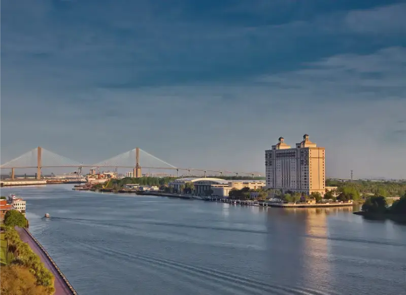 USA Georgia Savannah River And Bridge