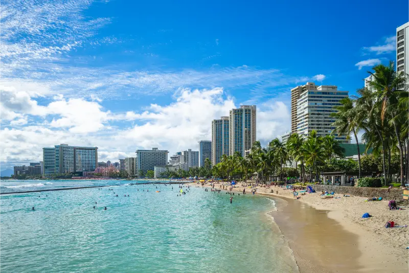 Waikiki Beach Oahu Island Hawaii USA
